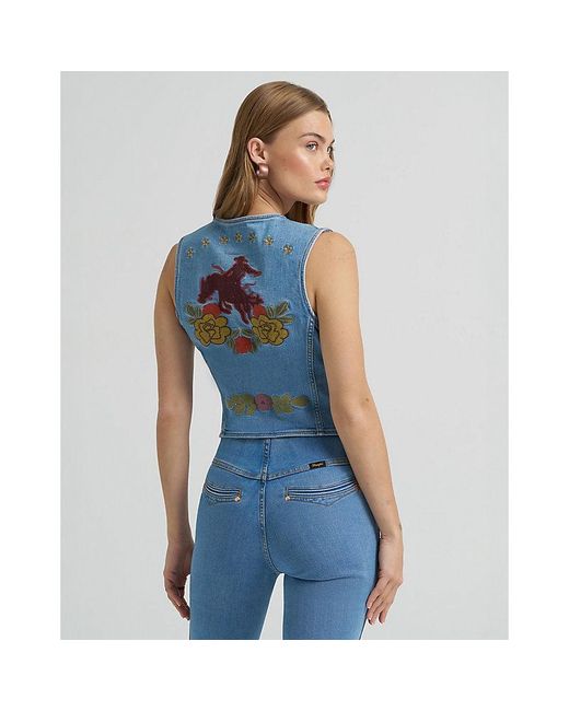 Wrangler Blue Lainey Wilson X Embroidered Vest