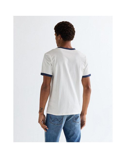 Wrangler White Regular Ringer Tee for men