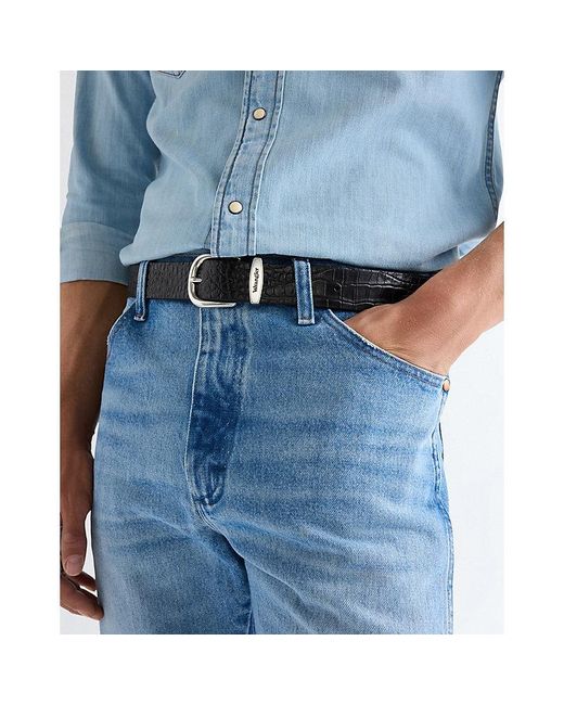 Wrangler Blue Easy Leather Belt for men