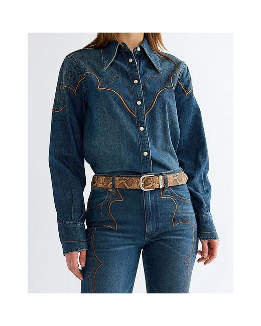 Wrangler Blue Snake Leather Belt for men