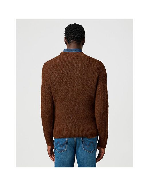 Wrangler Brown Regular Cable Knit Sweater for men