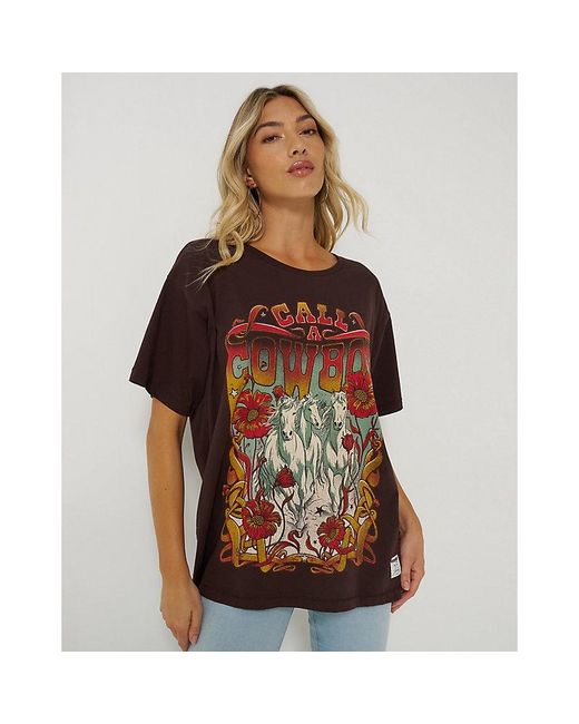 Wrangler Brown X Lainey Wilson Call A Cowboy Oversized Tee