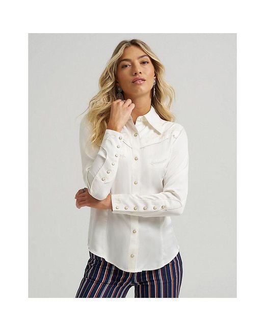 Wrangler Blue X Lainey Embroidered Shirt