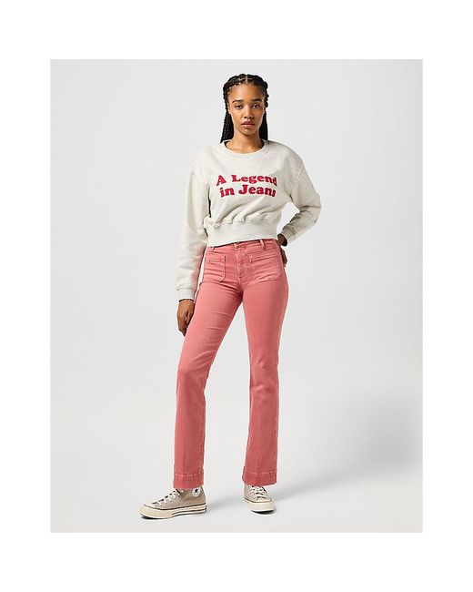 Wrangler Red Relaxed Cropped Sweatshirt