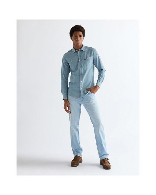 Wrangler Blue Regular Chambray Shirt for men