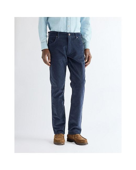 Wrangler Blue Greensboro Corduroy Straight Trousers Size 30 X30 for men