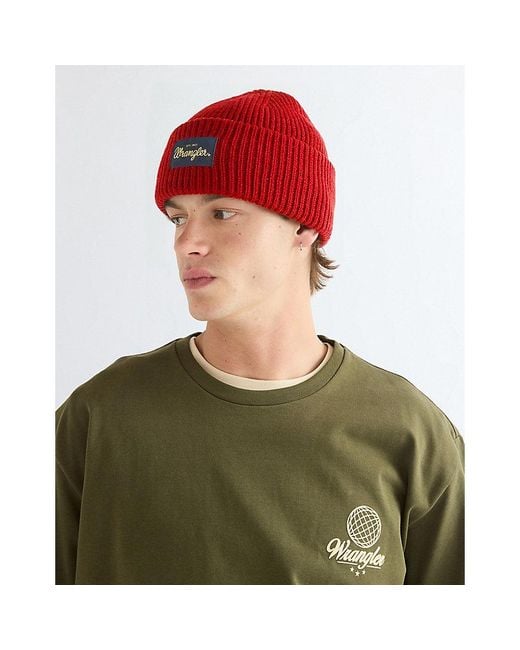 Wrangler Green Ribbed Wool Beanie for men