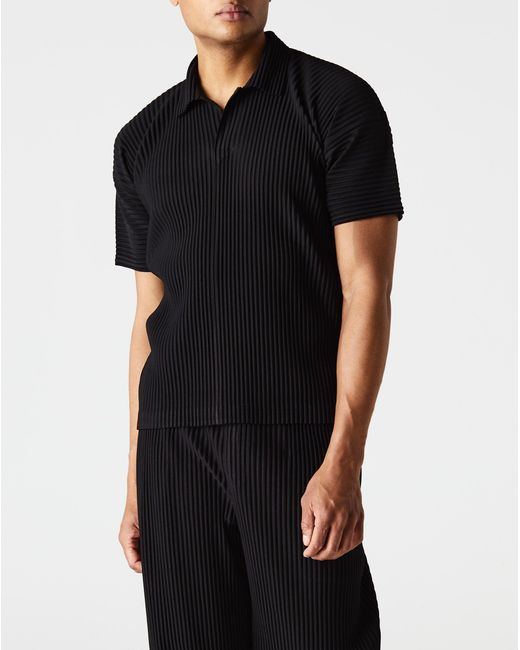 Homme Plissé Issey Miyake Basics Polo Shirt in Black for Men | Lyst
