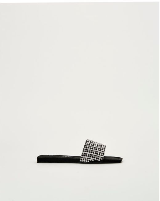 Alexander Wang Leather Anya Crystal Flat Slide in Black - Lyst