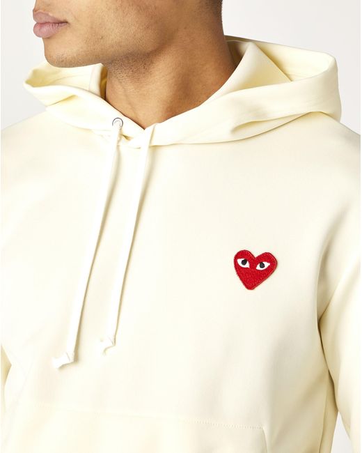 COMME DES GARÇONS PLAY Fleece Pullover Hoodie in Ivory (White) for Men -  Lyst