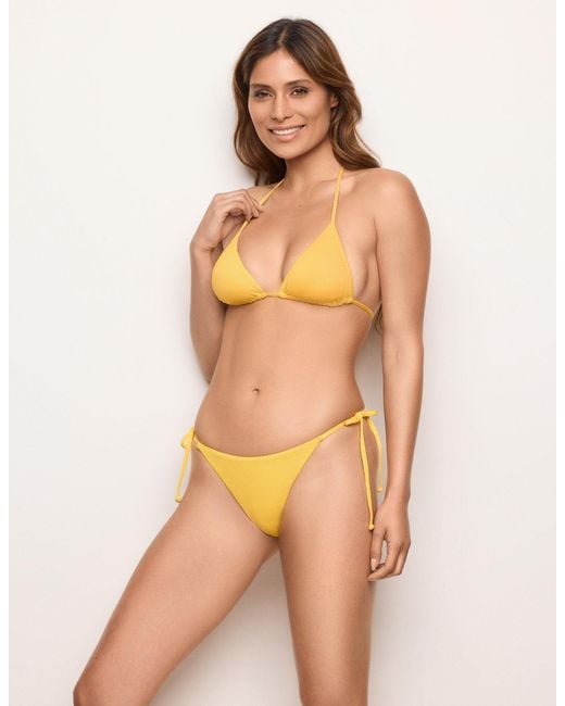 Costume slip da donna con lacci Textured di Yamamay in Yellow