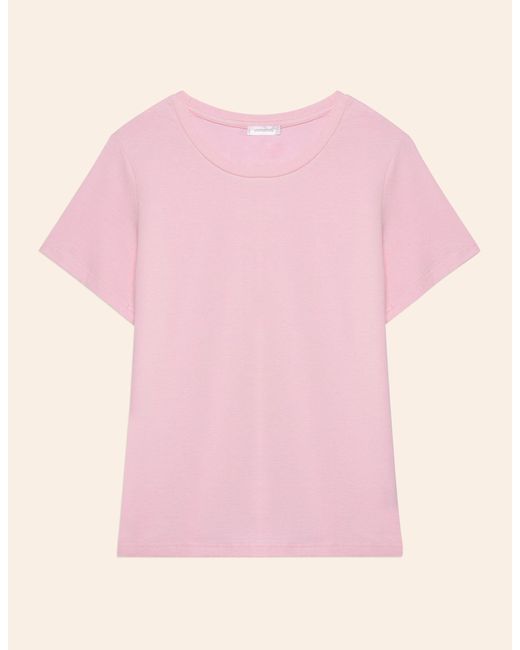Maglia maniche corte giricollo Modal Cotone e Lino Basic di Yamamay in Pink