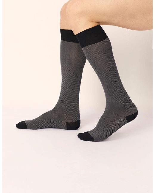 Calze lunghe uomo nere a righe sottili Daily di Yamamay in Black da Uomo