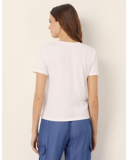 Maglia maniche corte giricollo Modal Cotone e Lino Basic di Yamamay in White