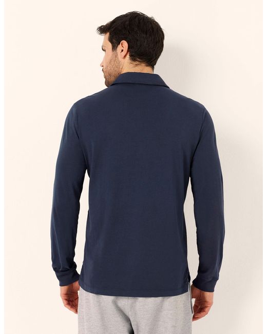 Maglia manica lunga taglio polo in cotone Washed Cotton di Yamamay in Blue da Uomo