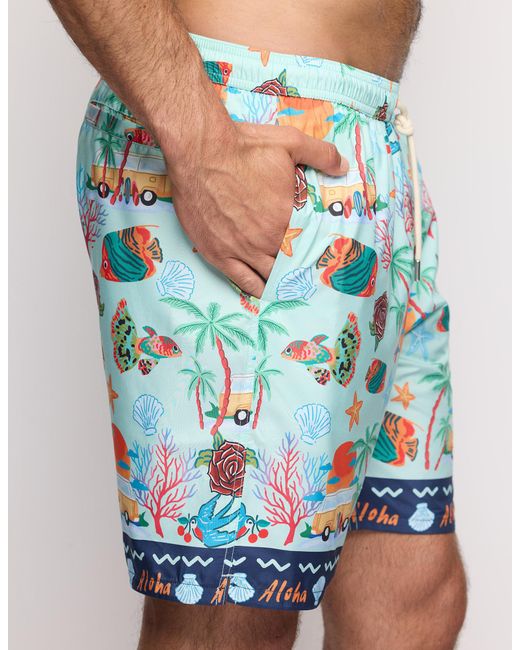 Costume boxer lungo da uomo con elementi marini Tropical di Yamamay in Blue da Uomo