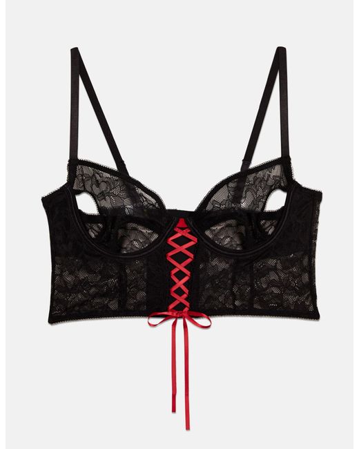 Bustier sfoderato con ganci posteriori in pizzo Privé - Fancy di Yamamay in Black