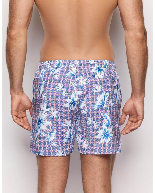 Costume boxer da uomo con sfondo geometrico e fiori Tropical di Yamamay in Blue da Uomo