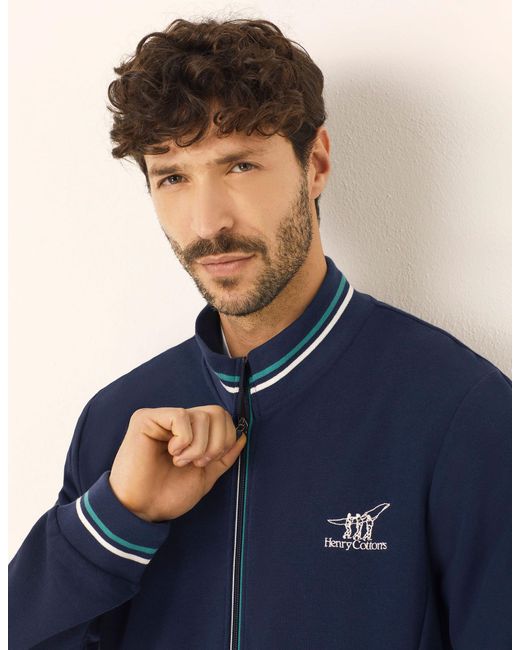 Felpa con cerniera in cotone e Modal Henry Cotton's di Yamamay in Blue da Uomo