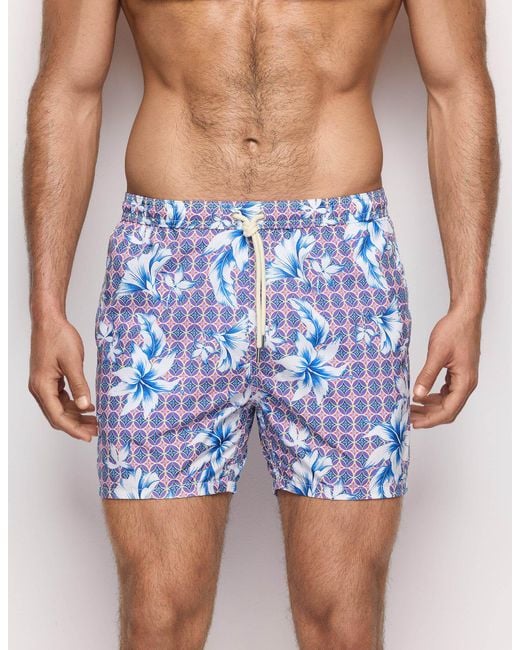 Costume boxer da uomo con sfondo geometrico e fiori Tropical di Yamamay in Blue da Uomo