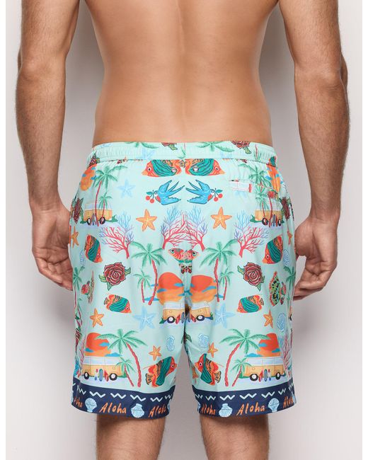 Costume boxer lungo da uomo con elementi marini Tropical di Yamamay in Blue da Uomo