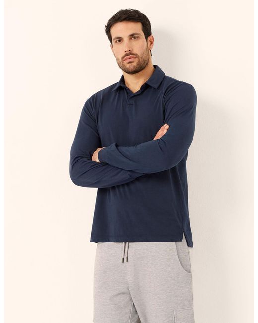 Maglia manica lunga taglio polo in cotone Washed Cotton di Yamamay in Blue da Uomo
