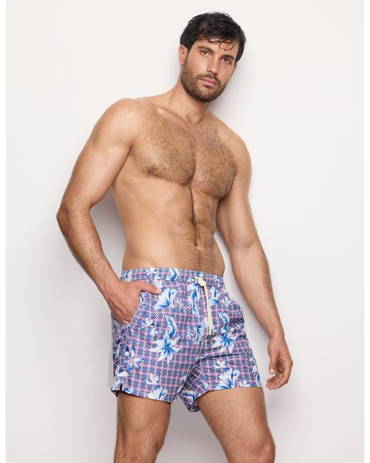 Costume boxer da uomo con sfondo geometrico e fiori Tropical di Yamamay in Blue da Uomo