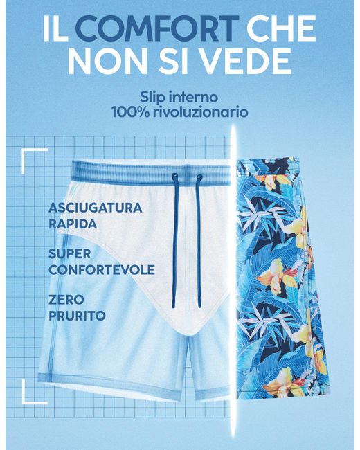 Costume boxer da uomo con pesci Marina I di Yamamay in Blue da Uomo