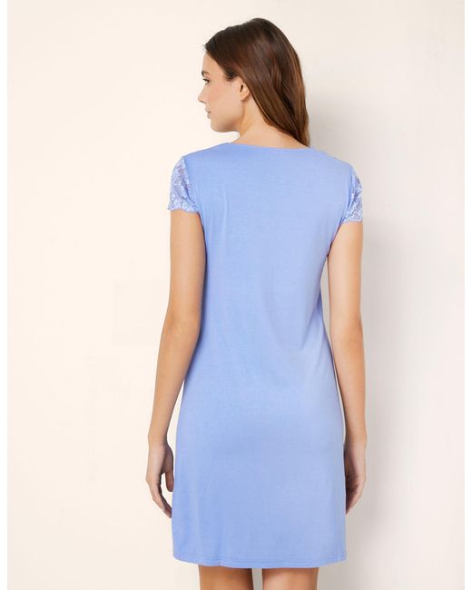Camicia da notte in jersey e pizzo Primula Color di Yamamay in Blue