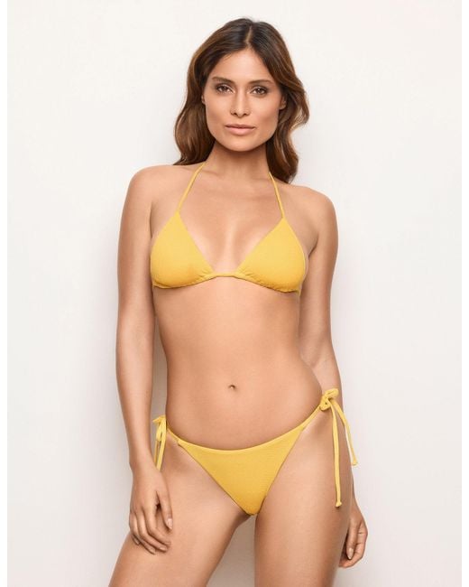 Costume slip da donna con lacci Textured di Yamamay in Yellow