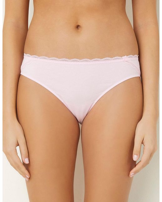 Slip in cotone elasticizzato con pizzo Vicky di Yamamay in Pink