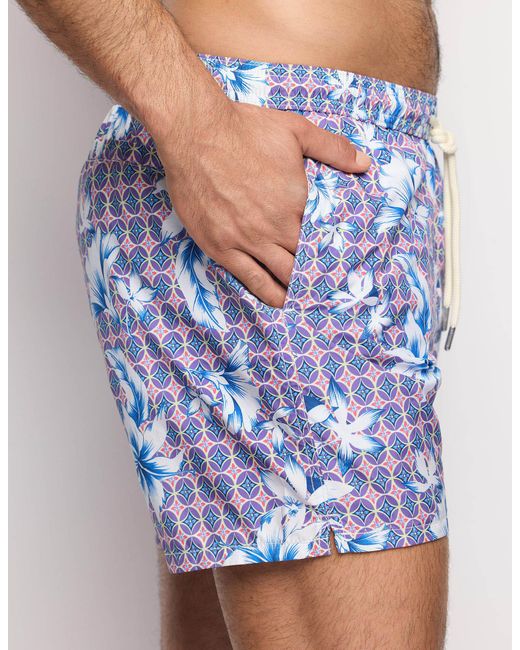 Costume boxer da uomo con sfondo geometrico e fiori Tropical di Yamamay in Blue da Uomo