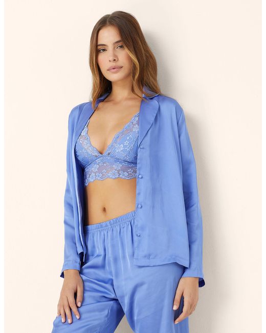 Giacca taglio camicia in raso Primula Color di Yamamay in Blue
