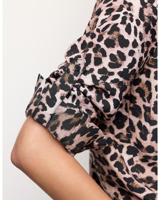 Camicia da donna a maniche lunghe con stampa animalier Marianna di Yamamay in Natural