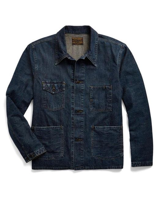 RRL Indigo Denim Work Jacket in Blue 