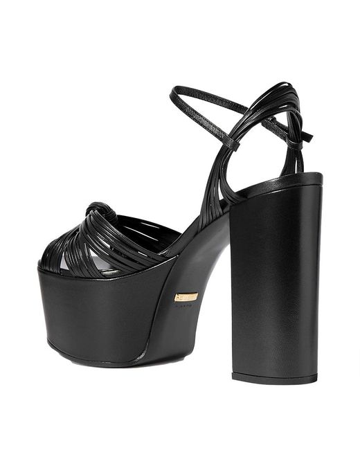 Gucci Leather 'crawford' Knotted Platform Sandal Black | Lyst