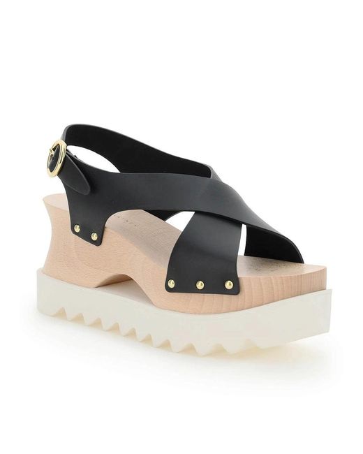 Stella McCartney Elyse Platform Sandal In Black Gold Lyst UK