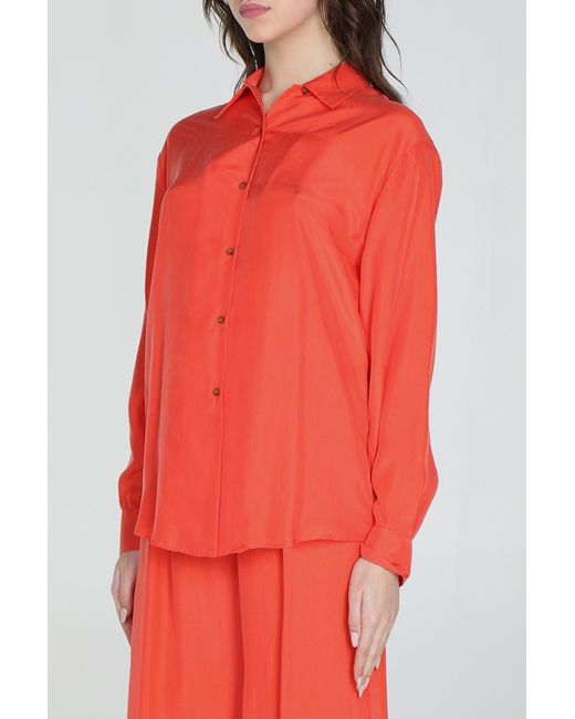 Alysi Camicia Arancione In Seta in Red | Lyst