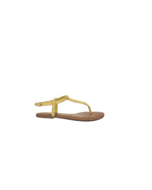 yellow t strap sandals