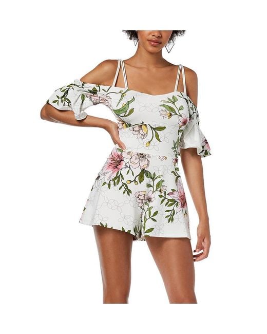 white cold shoulder romper