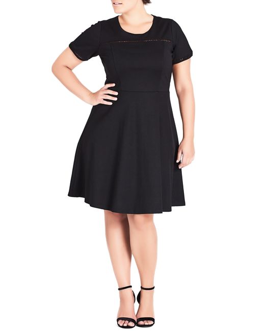 black fit and flare dress plus size