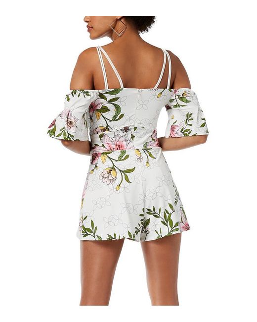 white cold shoulder romper
