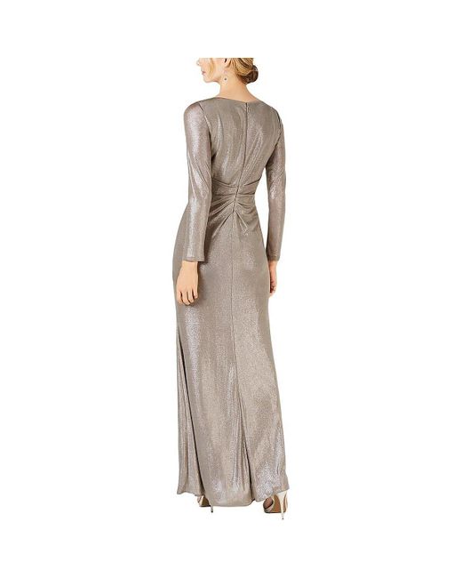 Adrianna Papell Synthetic Petite Long Sleeve Jersey Dress With Beaded  Neckline in Silver (Metallic) - Save 56% - Lyst