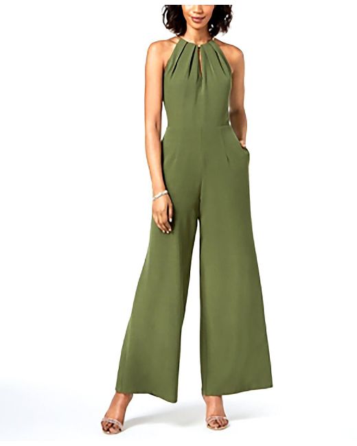 Donna Ricco Synthetic Sleeveless Hardware-embellished Jumpsuit in Olive ...