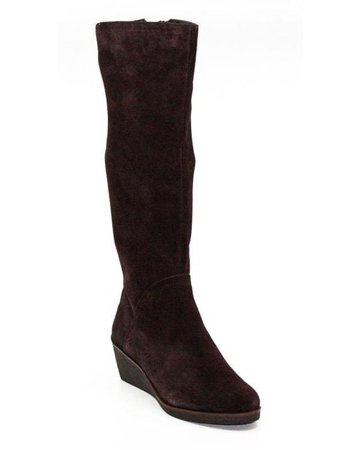 Aerosoles Binocular Suede Tall Wedge Boots in Dark Brown (Brown) - Lyst