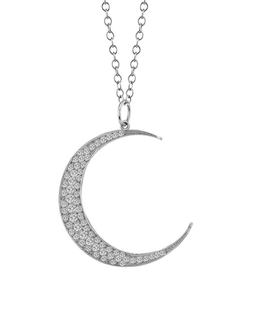 Andrea Fohrman Metallic Large Diamond Crescent Moon Necklace