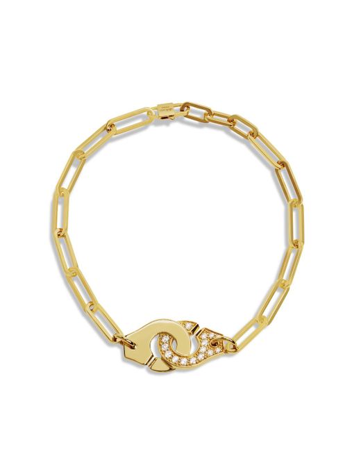 Dinh Van Menottes R12 Half Diamond Yellow Gold Chain Bracelet in Metallic |  Lyst