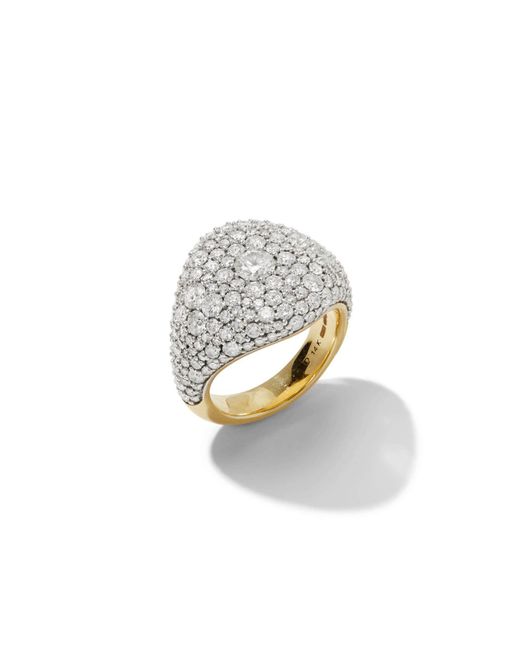 Lucy Delius White Modern Finish Diamond Yellow Gold Signet Ring