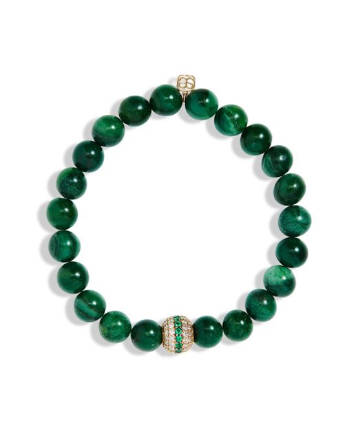 Sydney Evan Emerald Mala Bead On Green Verdite Beaded Bracelet
