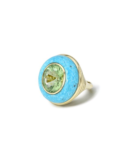 Retrouvai Blue Mint Tourmaline In Turquoise Classic Lollipop Ring